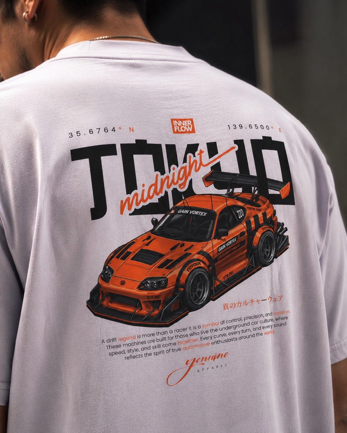 Tokyo Midnight Skyline car tee | Racing Graphic Tee - 240gsm