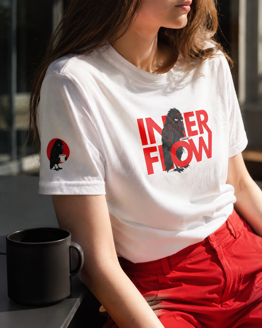 Hello Darkness Crow T-Shirt | Inner Flow Graphic Tee, Gothic Coffee Design