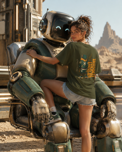 Urban Mecha robot graphic tee | Mech character streetwear | Dark