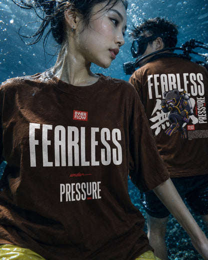 Fearless Pressure scuba diver graphic T-Shirt | Japanese kanji streetwear (Dark Colour)