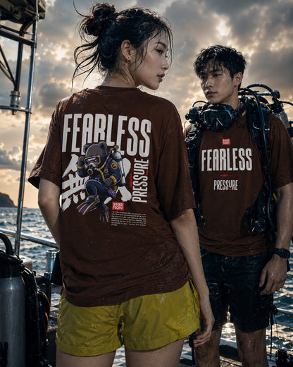 Fearless Pressure scuba diver graphic T-Shirt | Japanese kanji streetwear (Dark Colour)