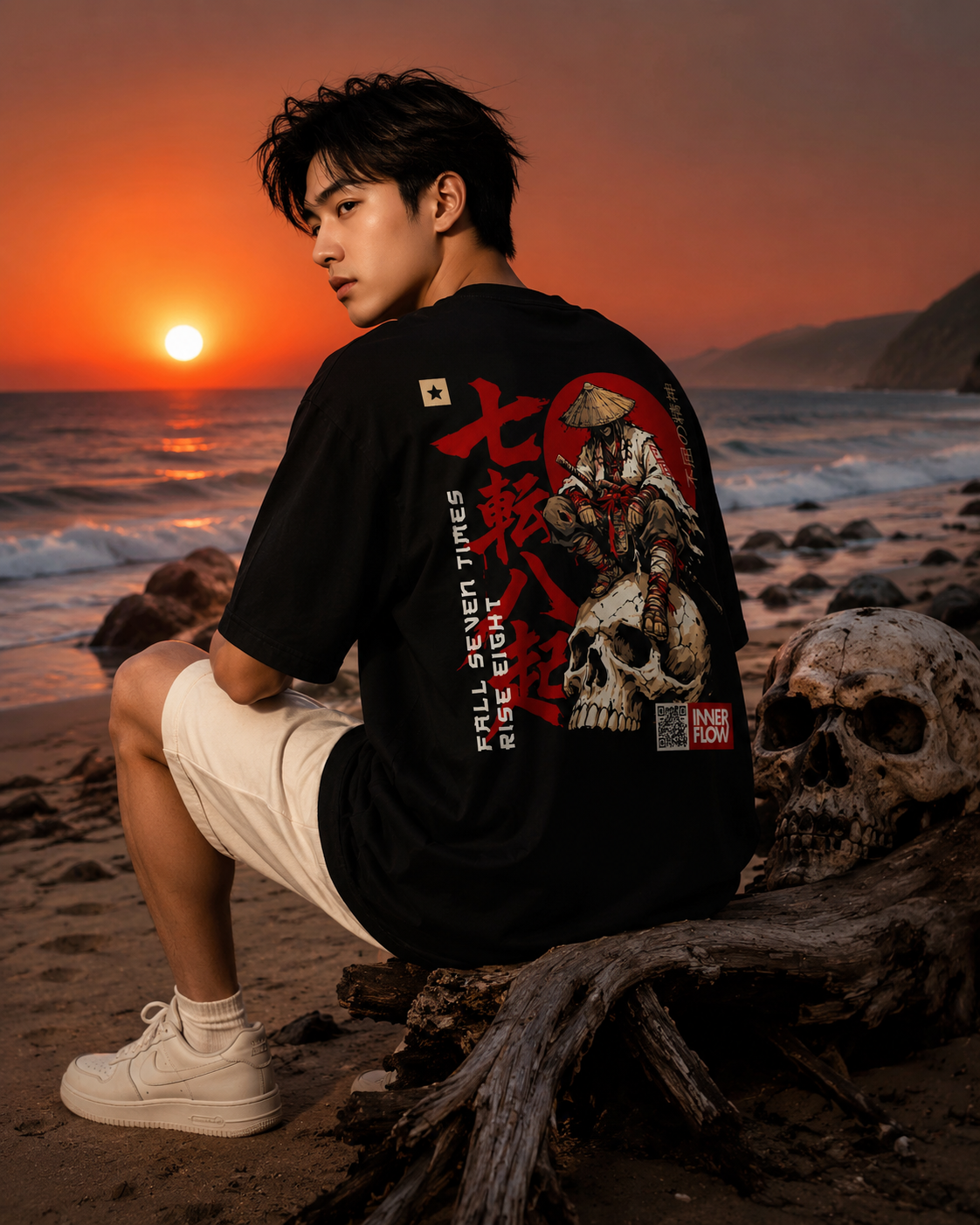 Samurai Skull Rider T-Shirt | Japanese Warrior Graphic Tee | Dark