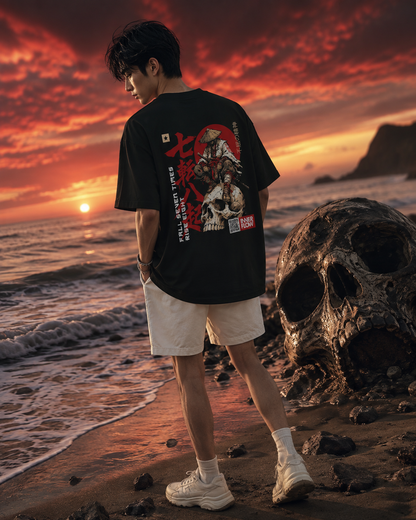 Samurai Skull Rider T-Shirt | Japanese Warrior Graphic Tee | Dark