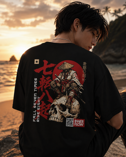 Samurai Skull Rider T-Shirt | Japanese Warrior Graphic Tee | Dark