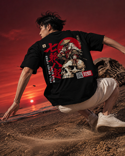 Samurai Skull Rider T-Shirt | Japanese Warrior Graphic Tee | Dark