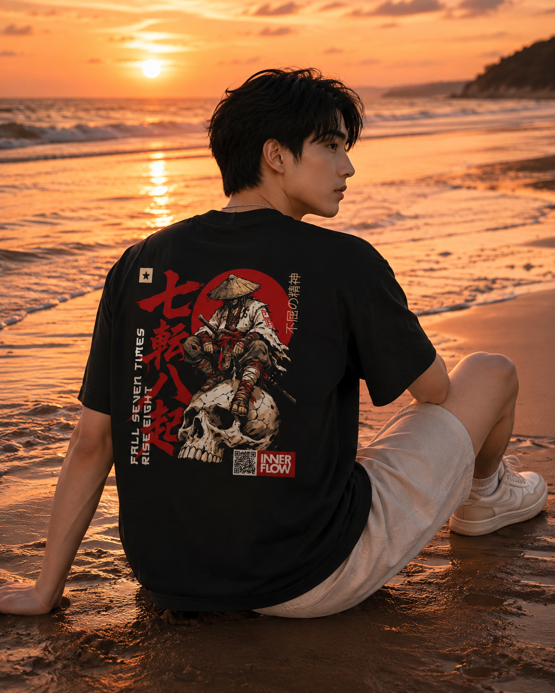 Samurai Skull Rider T-Shirt | Japanese Warrior Graphic Tee | Dark