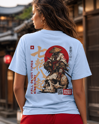 Samurai Skull Rider T-Shirt | Japanese Warrior Graphic Tee | Light Colour