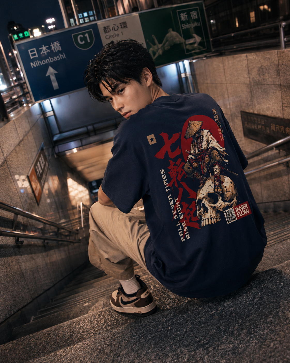 Samurai Skull Rider T-Shirt | Japanese Warrior Graphic Tee | Dark