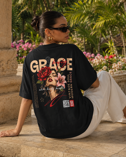 Grace floral portrait Tee | Vintage modern grace graphic tshirt women