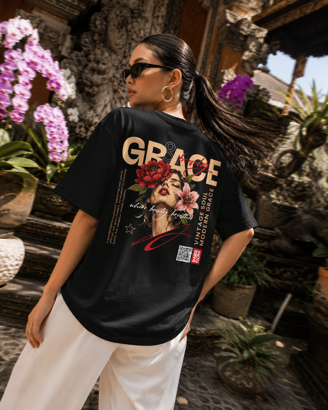Grace floral portrait Tee | Vintage modern grace graphic tshirt women