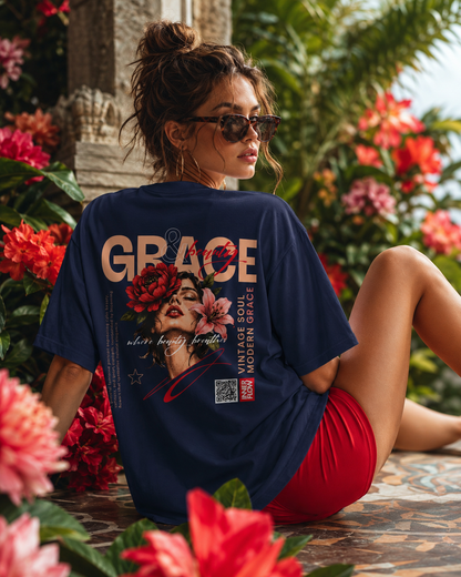 Grace floral portrait Tee | Vintage modern grace graphic tshirt women