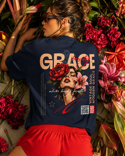 Grace floral portrait Tee | Vintage modern grace graphic tshirt women