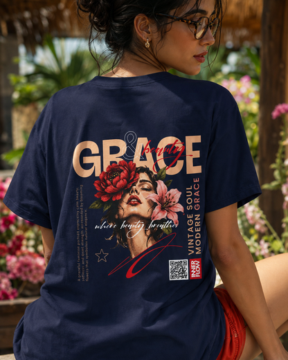 Grace floral portrait Tee | Vintage modern grace graphic tshirt women