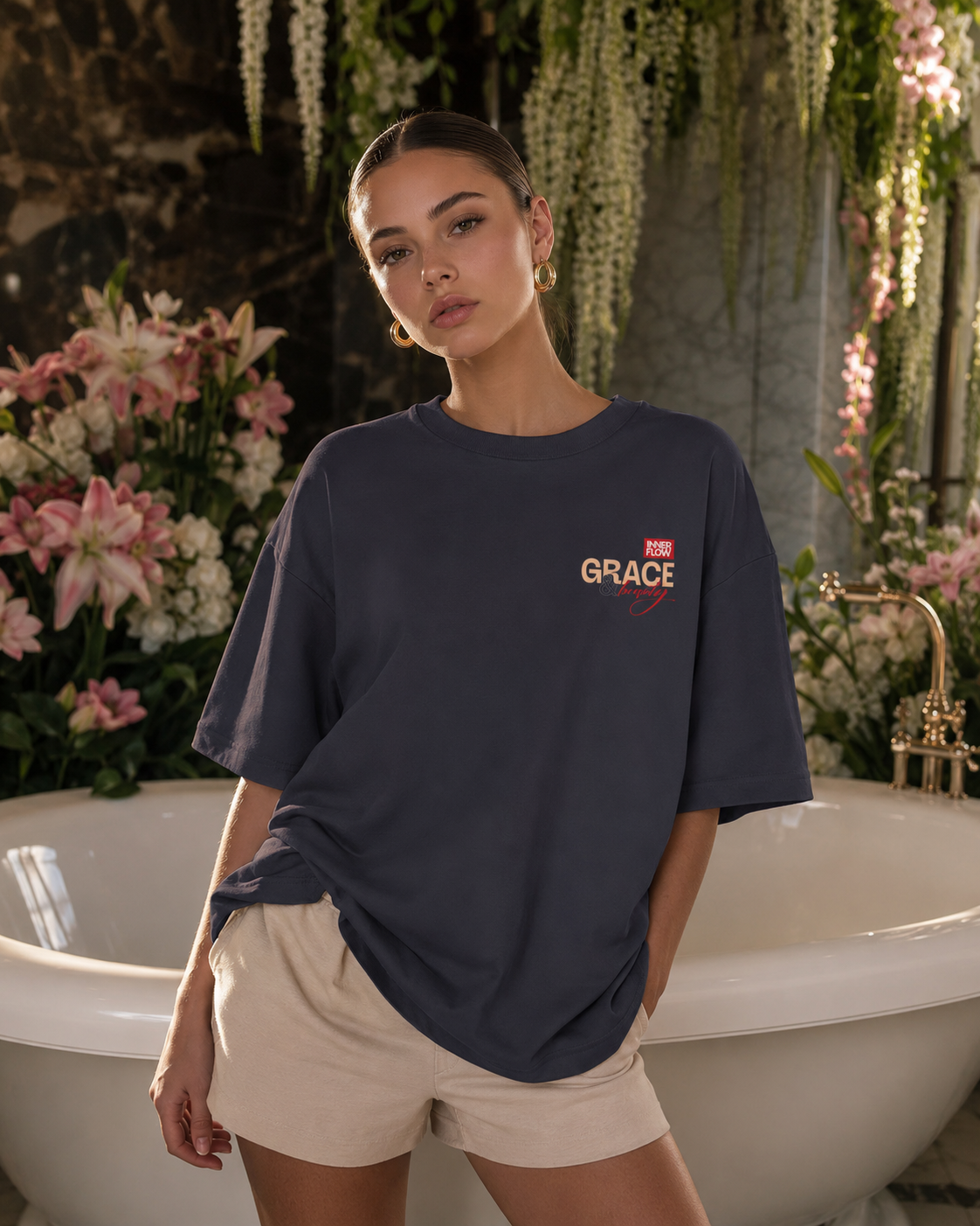 Grace floral portrait Tee | Vintage modern grace graphic tshirt women
