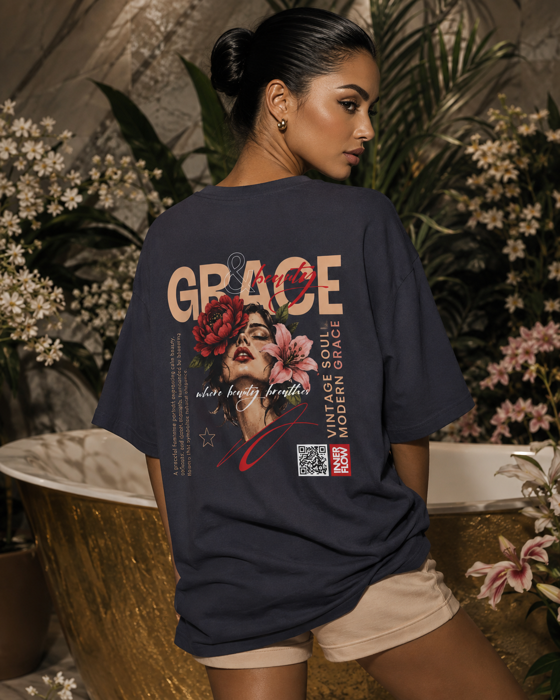 Grace floral portrait Tee | Vintage modern grace graphic tshirt women