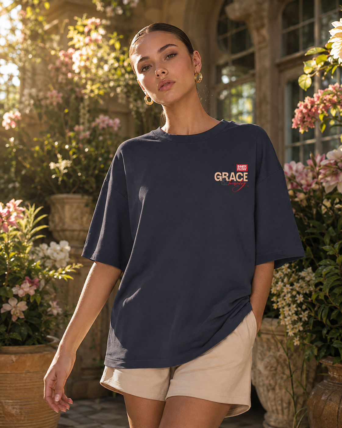 Grace floral portrait Tee | Vintage modern grace graphic tshirt women