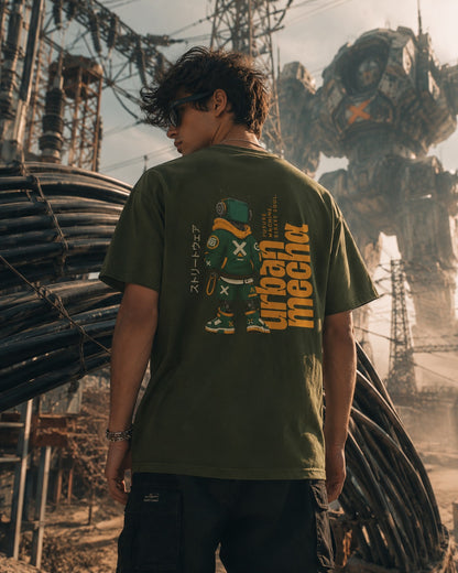 Urban Mecha robot graphic tee | Mech character streetwear | Dark