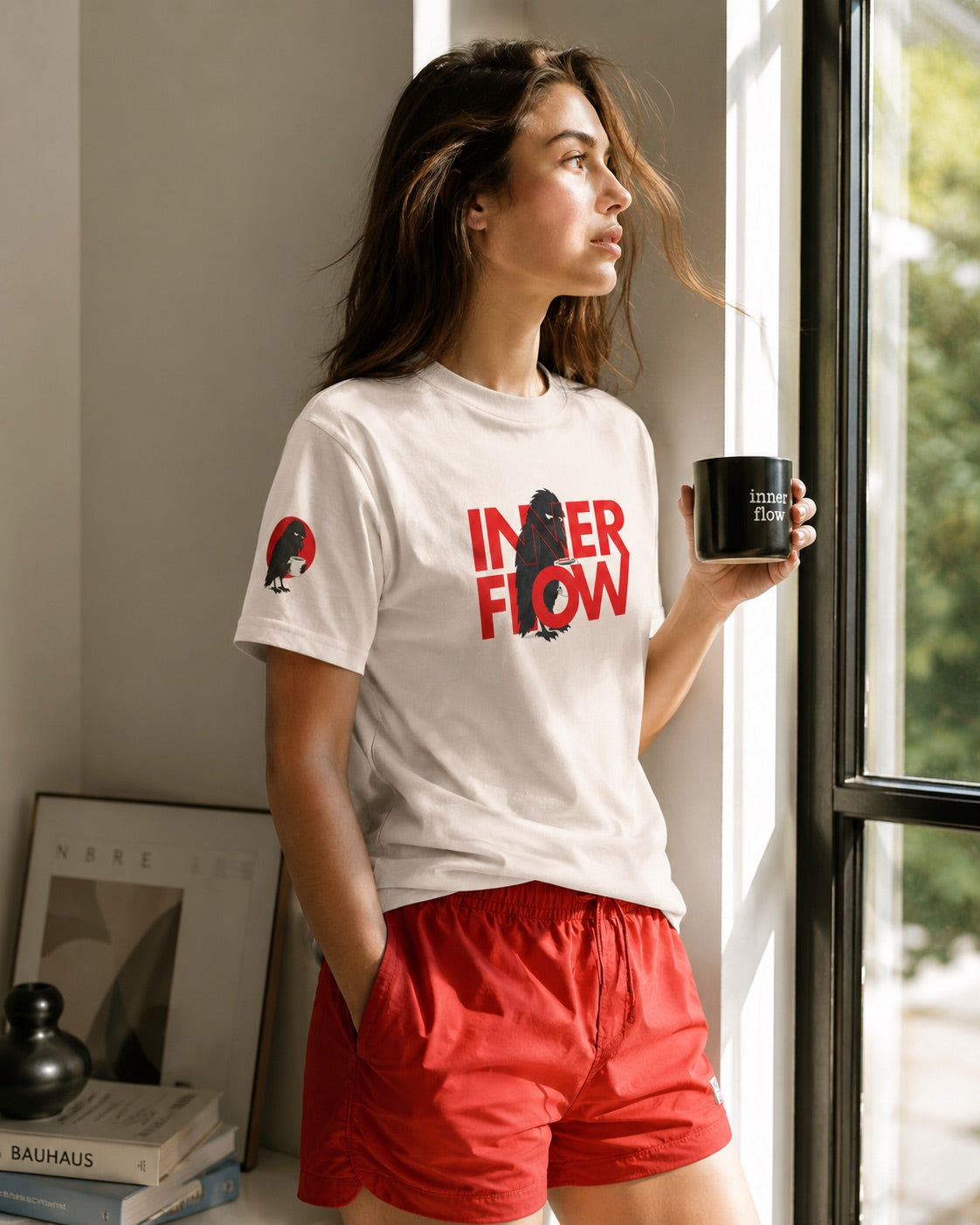 Hello Darkness Crow T-Shirt | Inner Flow Graphic Tee, Gothic Coffee Design