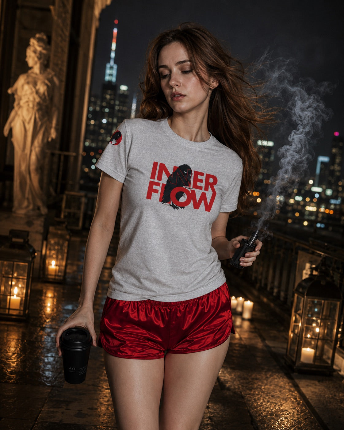 Hello Darkness Crow T-Shirt | Inner Flow Graphic Tee, Gothic Coffee Design