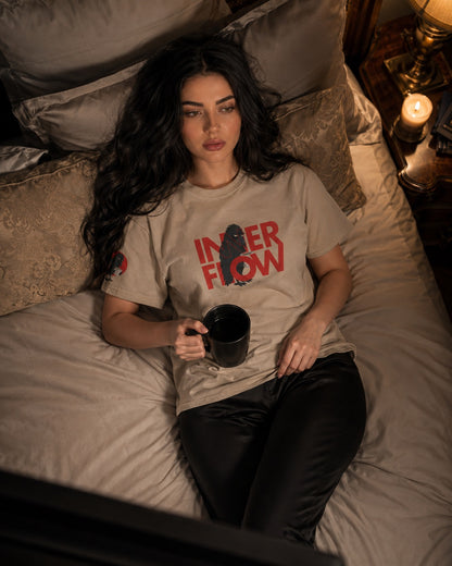 Hello Darkness Crow T-Shirt | Inner Flow Graphic Tee, Gothic Coffee Design