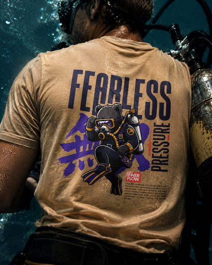 Fearless Pressure scuba diver graphic T-Shirt | Japanese kanji streetwear