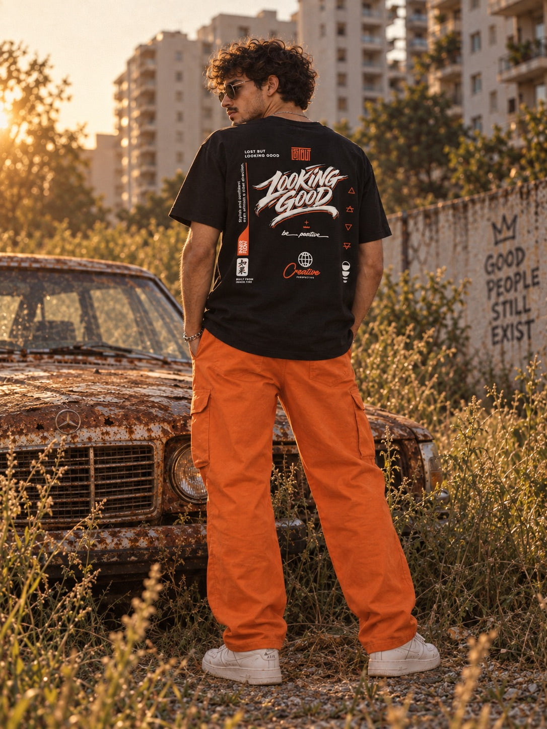 Looking Good graphic T-Shirt | Streetwear slogan tee, black retro script