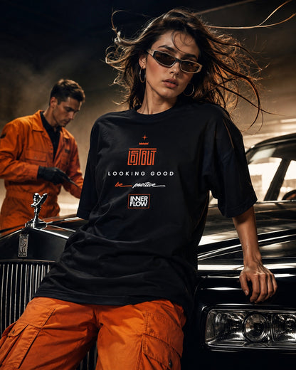 Looking Good graphic T-Shirt | Streetwear slogan tee, black retro script