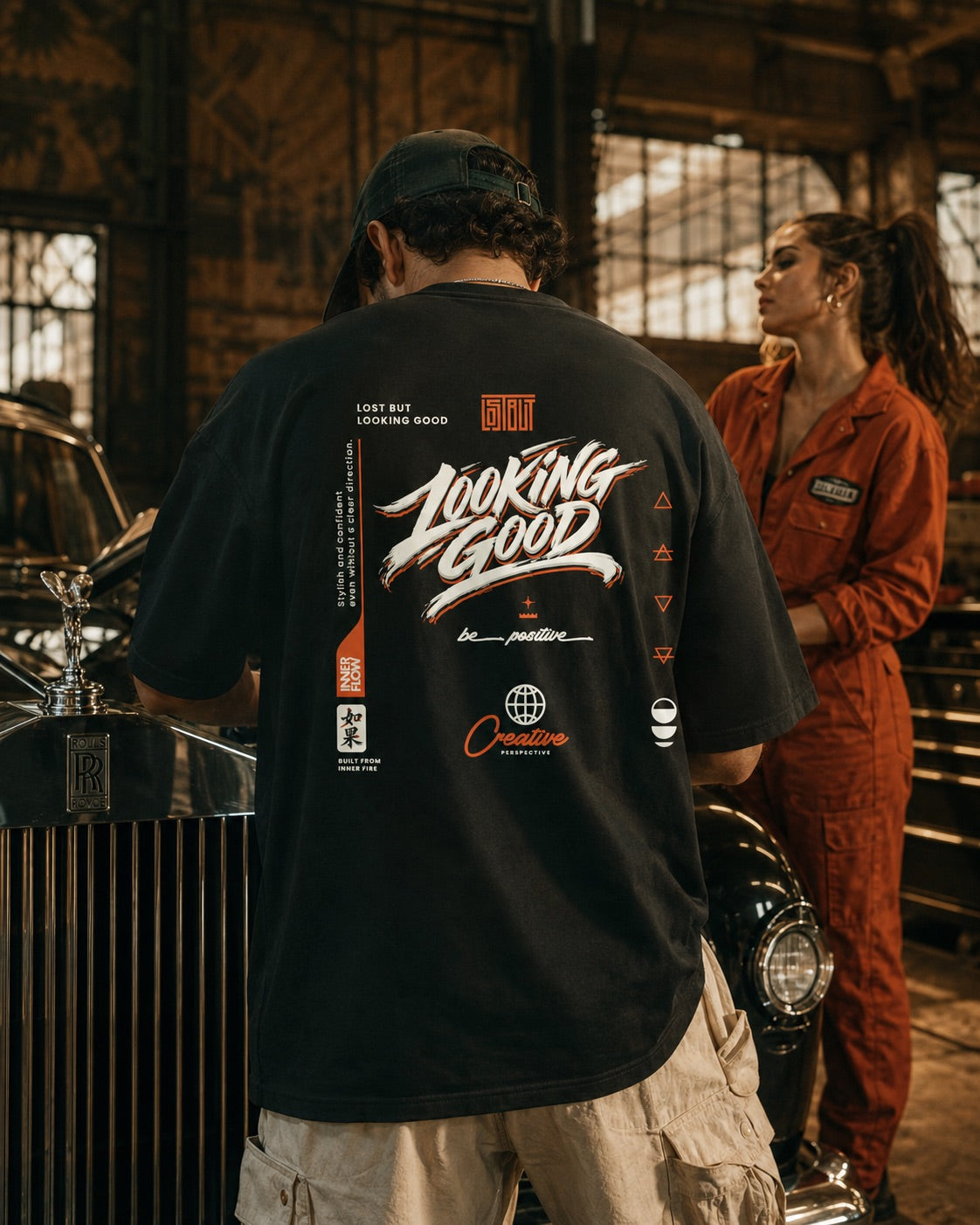 Looking Good graphic T-Shirt | Streetwear slogan tee, black retro script