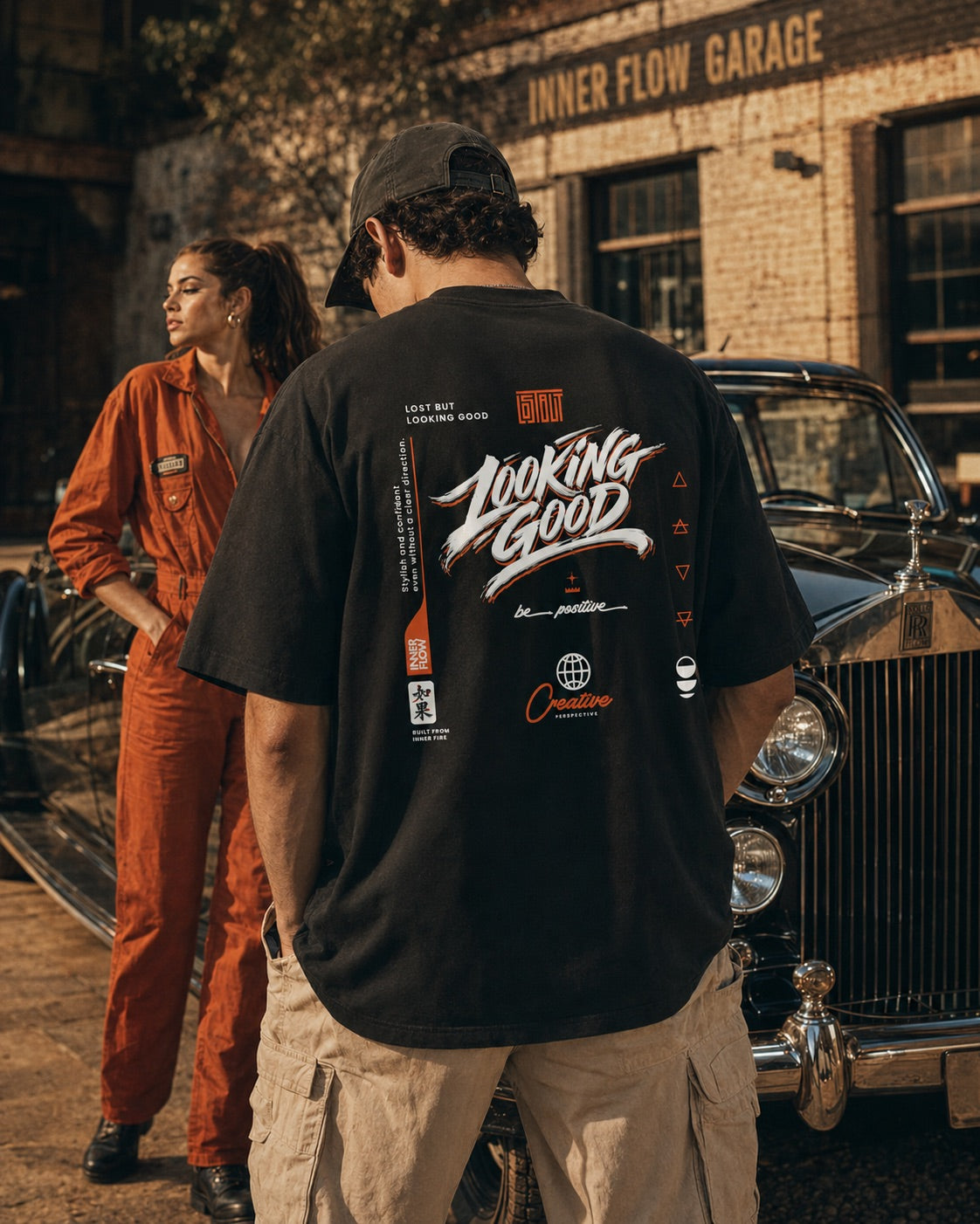 Looking Good graphic T-Shirt | Streetwear slogan tee, black retro script