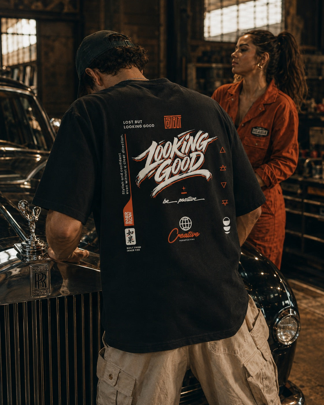 Looking Good graphic T-Shirt | Streetwear slogan tee, black retro script