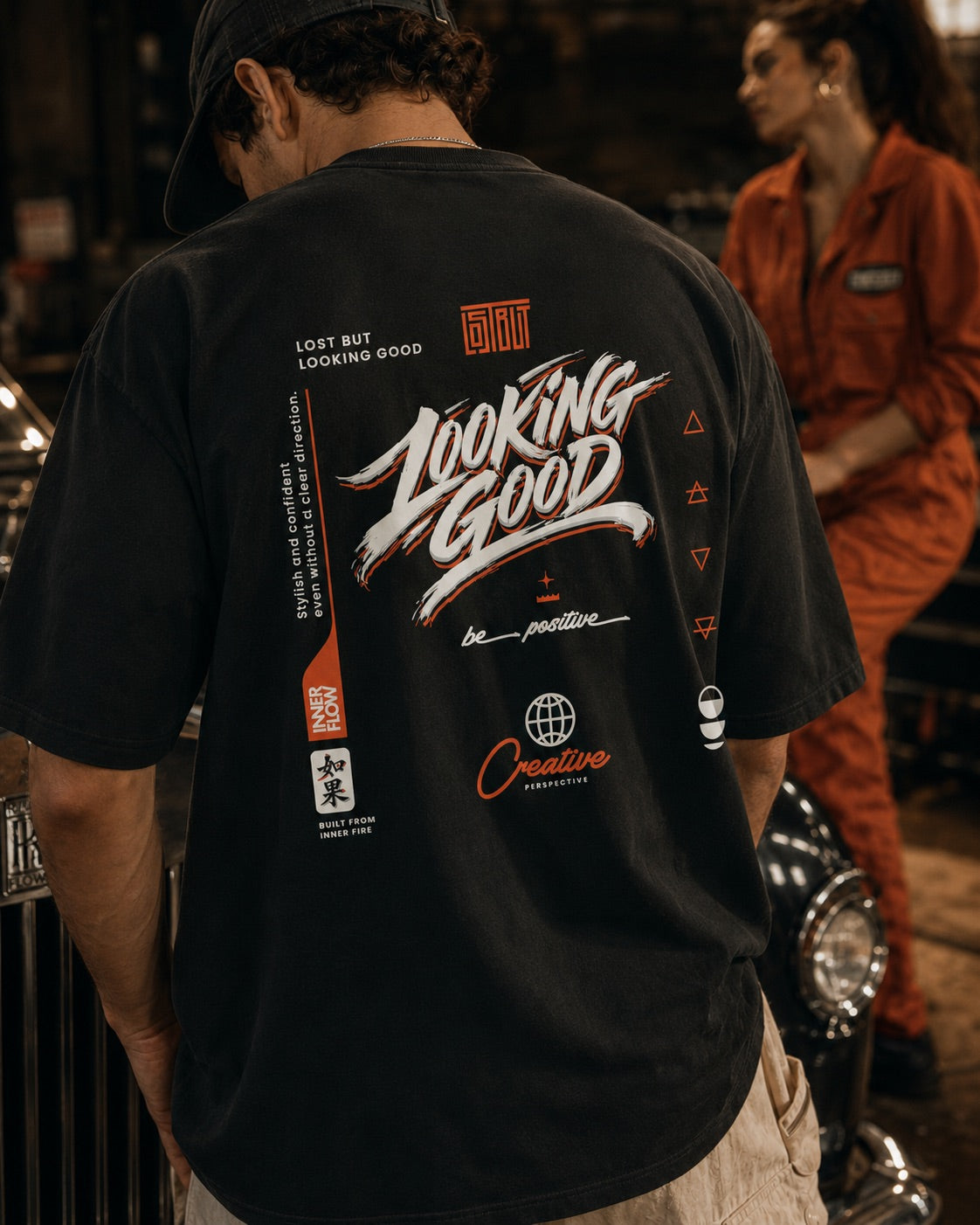 Looking Good graphic T-Shirt | Streetwear slogan tee, black retro script