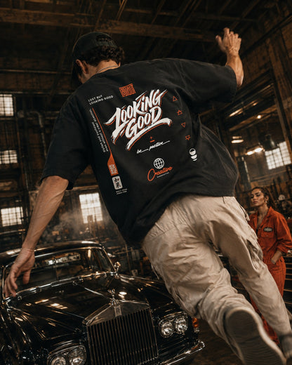 Looking Good graphic T-Shirt | Streetwear slogan tee, black retro script