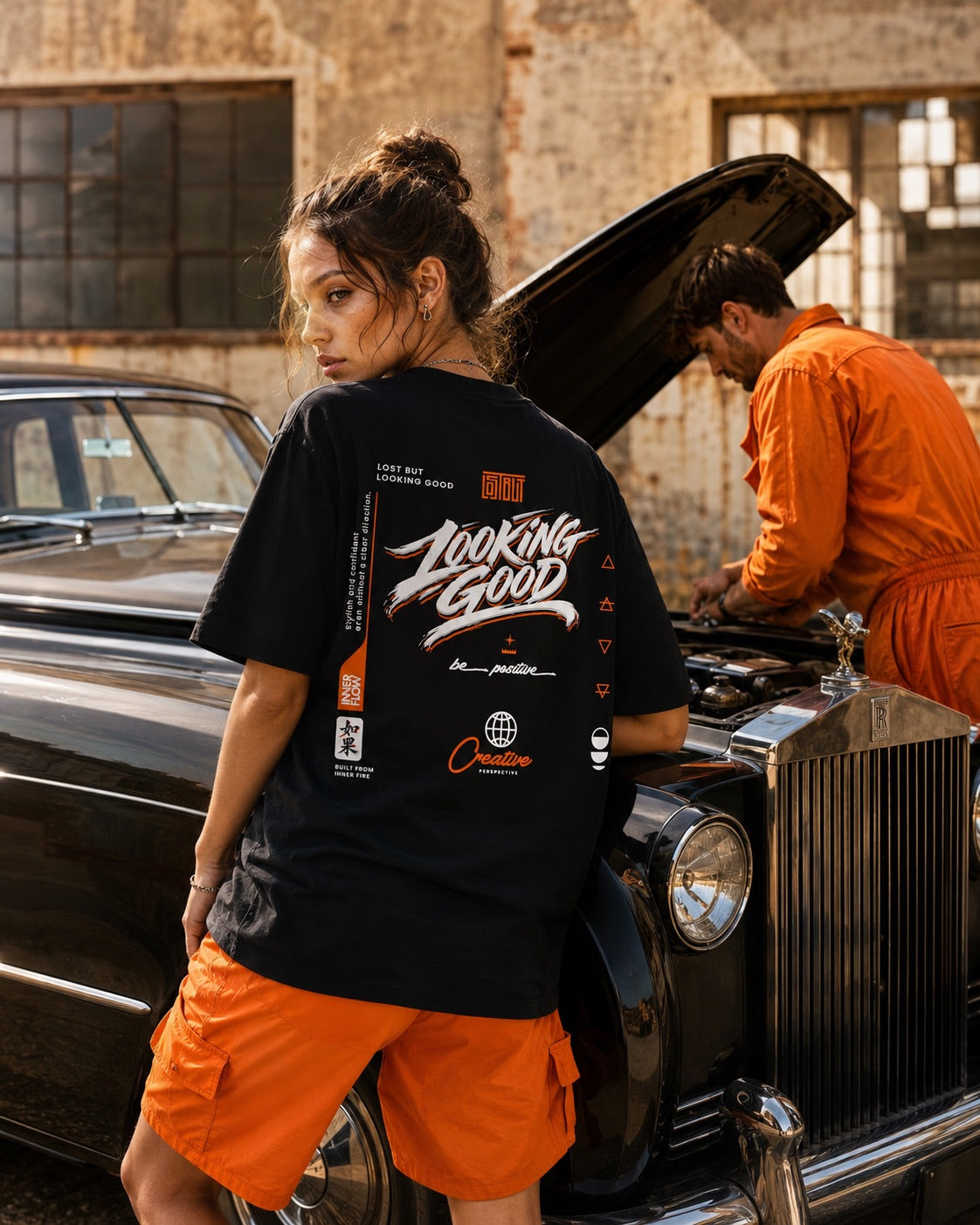 Looking Good graphic T-Shirt | Streetwear slogan tee, black retro script