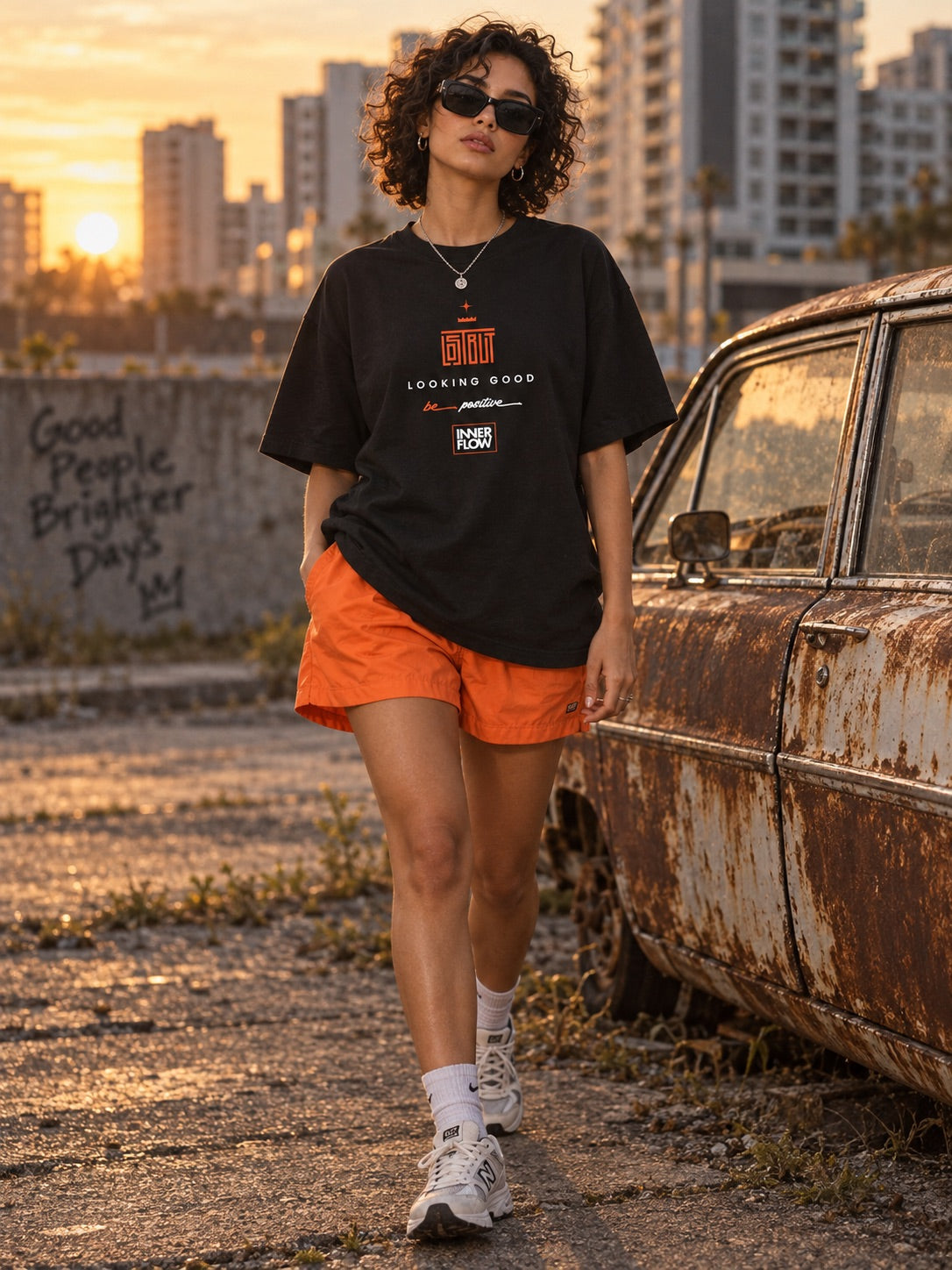Looking Good graphic T-Shirt | Streetwear slogan tee, black retro script