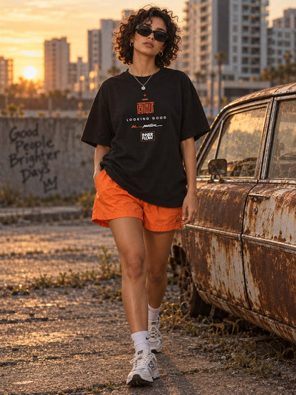 Looking Good graphic T-Shirt | Streetwear slogan tee, black retro script