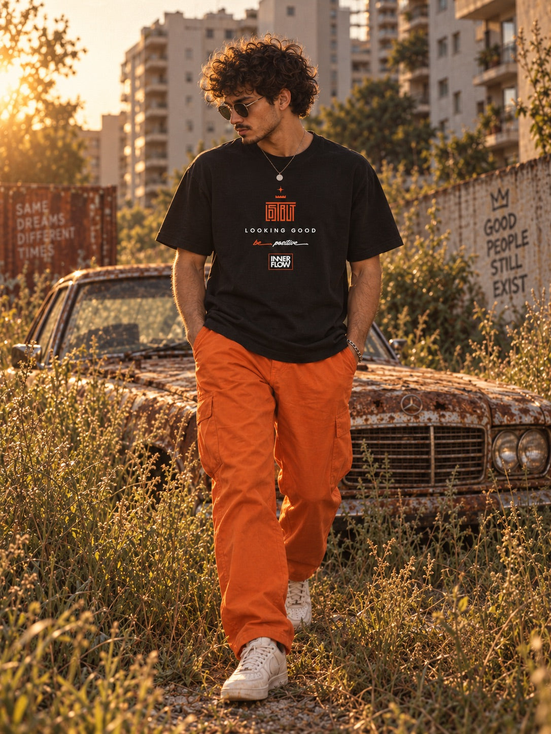 Looking Good graphic T-Shirt | Streetwear slogan tee, black retro script