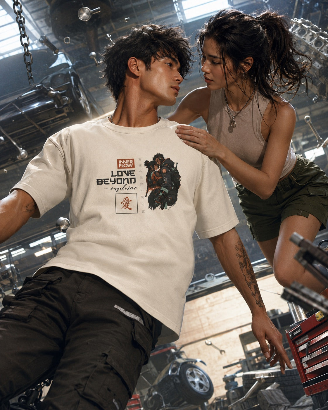 Love Beyond Tee | Cyberpunk Couple Illustration