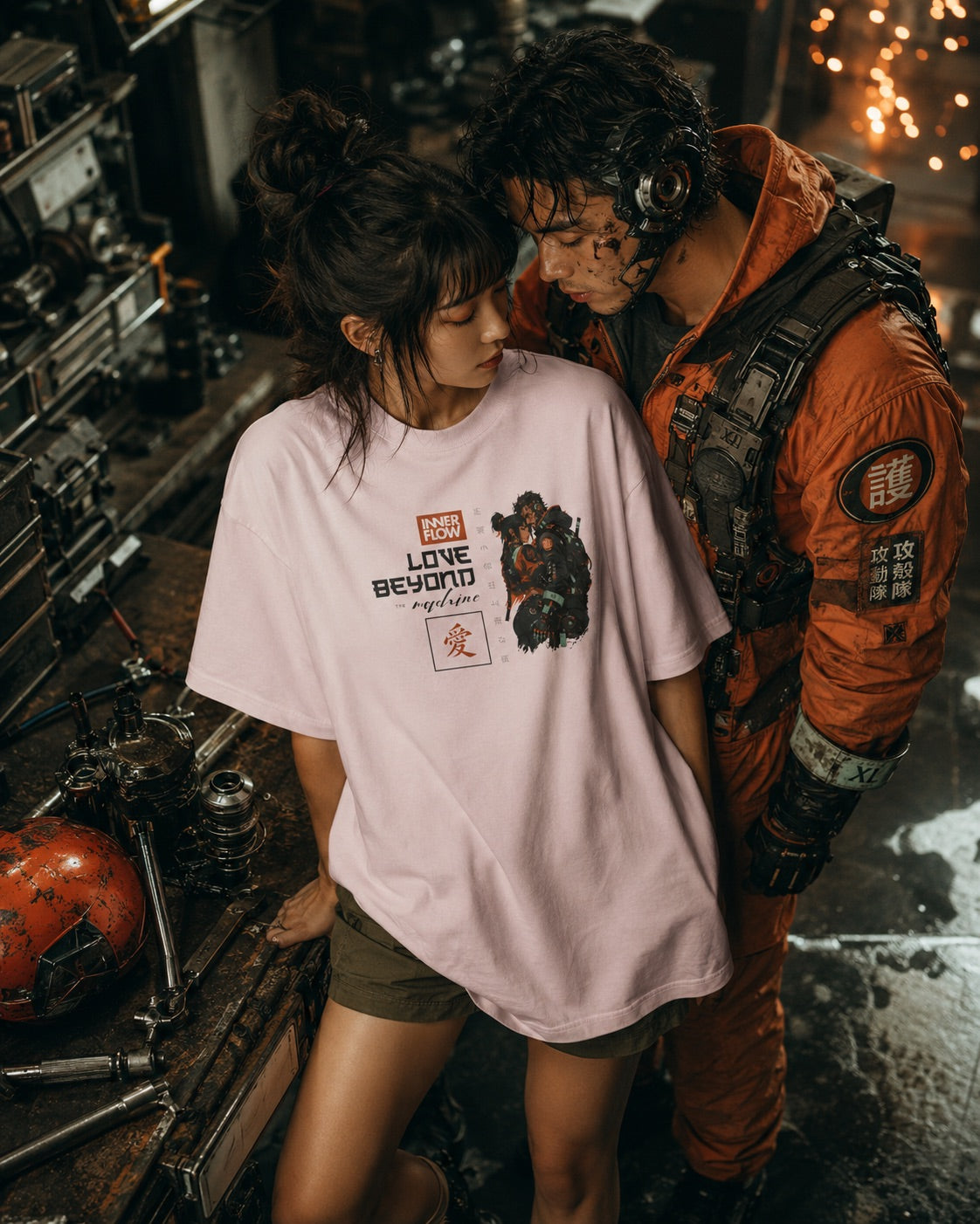 Love Beyond Tee | Cyberpunk Couple Illustration