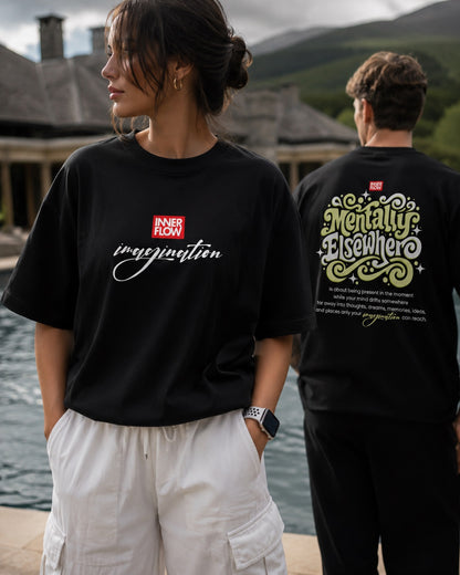 Mentally Elsewhere graphic tee | Short Sleeve T-Shirt, Retro Script Design