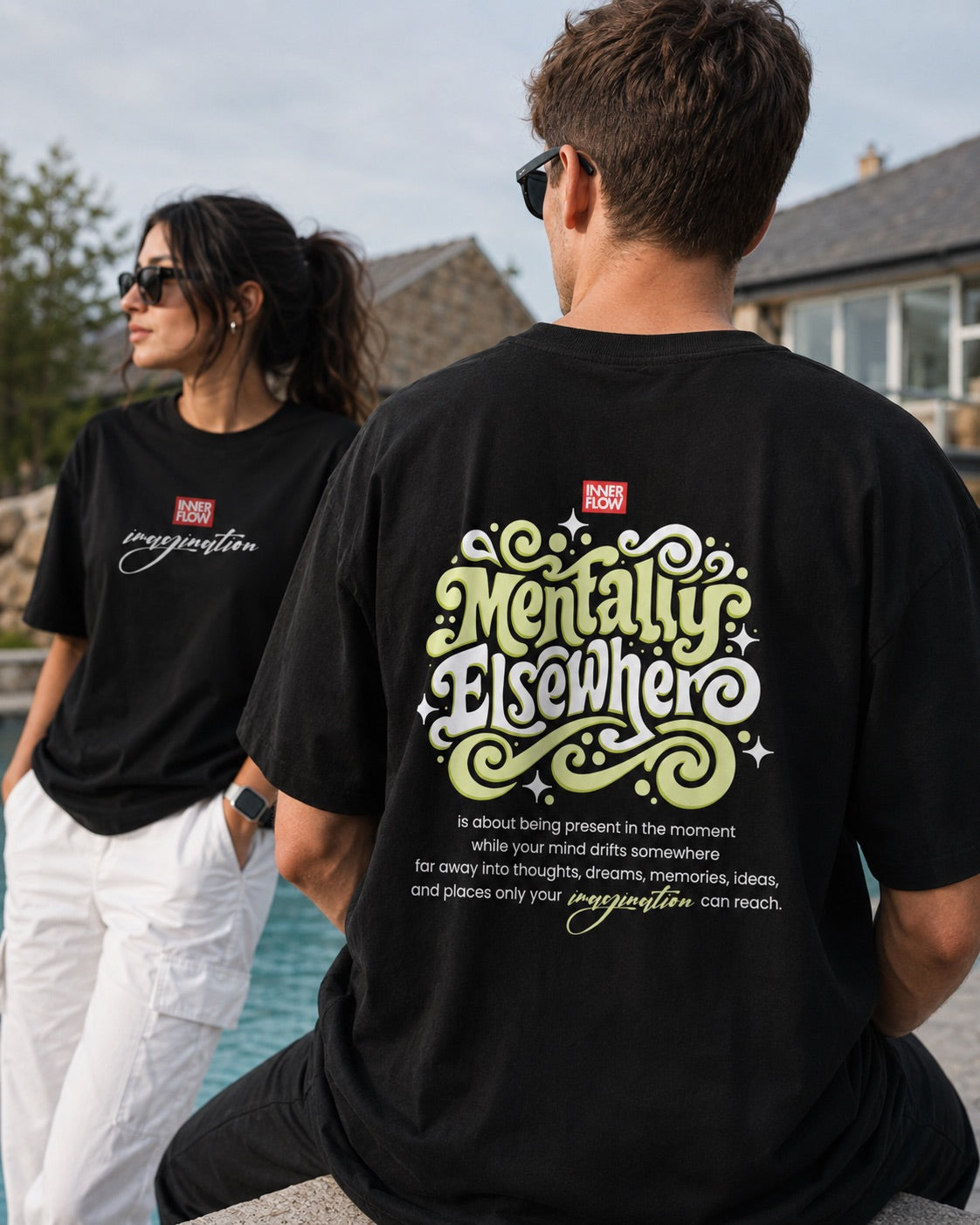 Mentally Elsewhere graphic tee | Short Sleeve T-Shirt, Retro Script Design