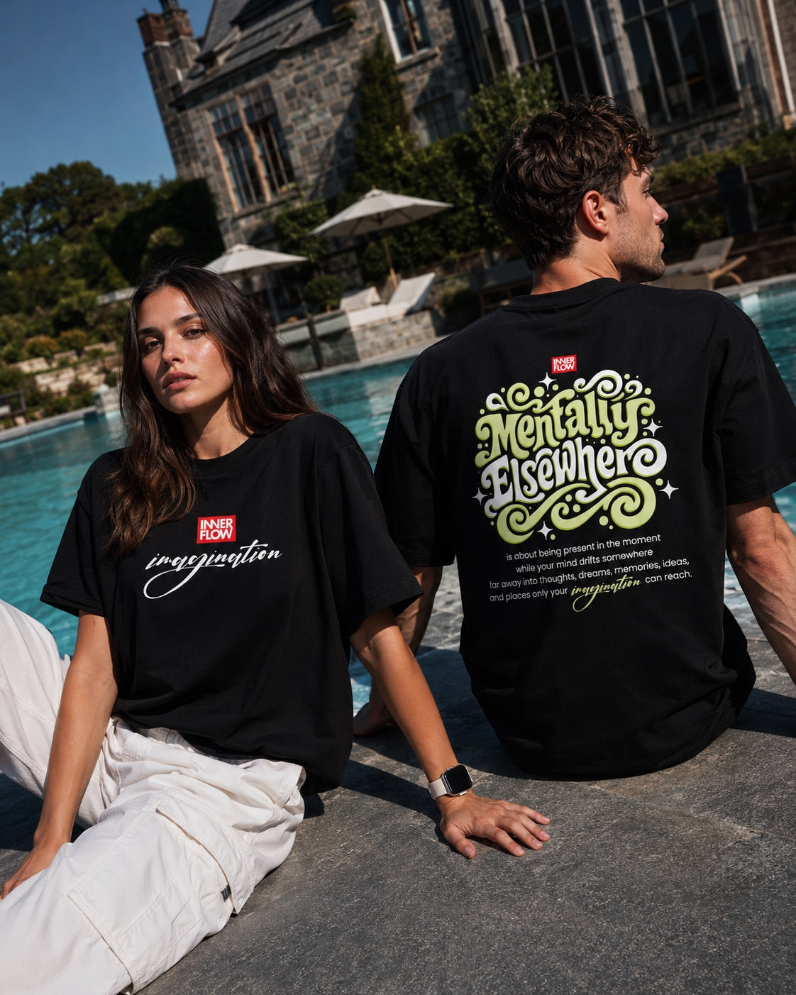 Mentally Elsewhere graphic tee | Short Sleeve T-Shirt, Retro Script Design