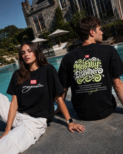 Mentally Elsewhere graphic tee | Short Sleeve T-Shirt, Retro Script Design