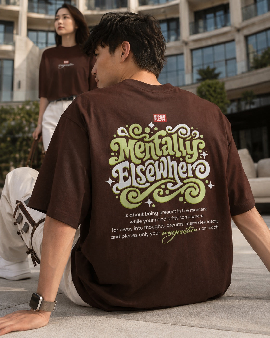 Mentally Elsewhere graphic tee | Short Sleeve T-Shirt, Retro Script Design