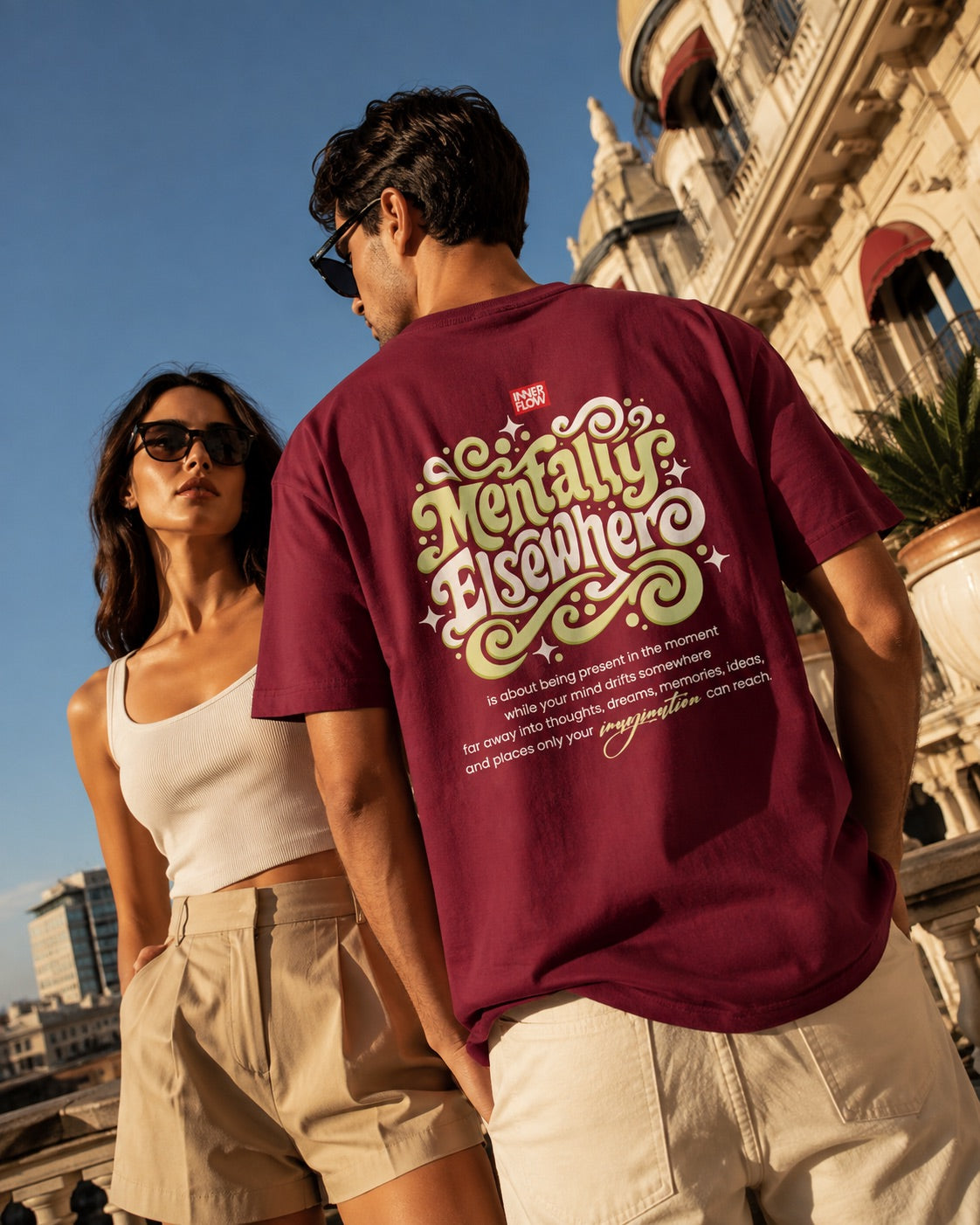 Mentally Elsewhere graphic tee | Short Sleeve T-Shirt, Retro Script Design