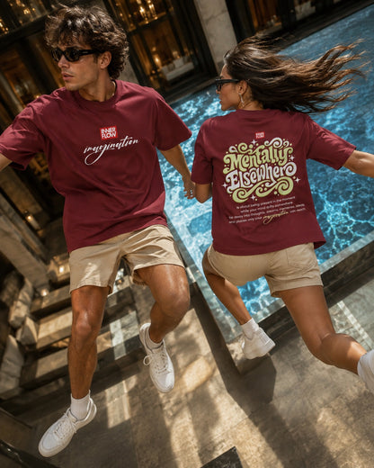 Mentally Elsewhere graphic tee | Short Sleeve T-Shirt, Retro Script Design