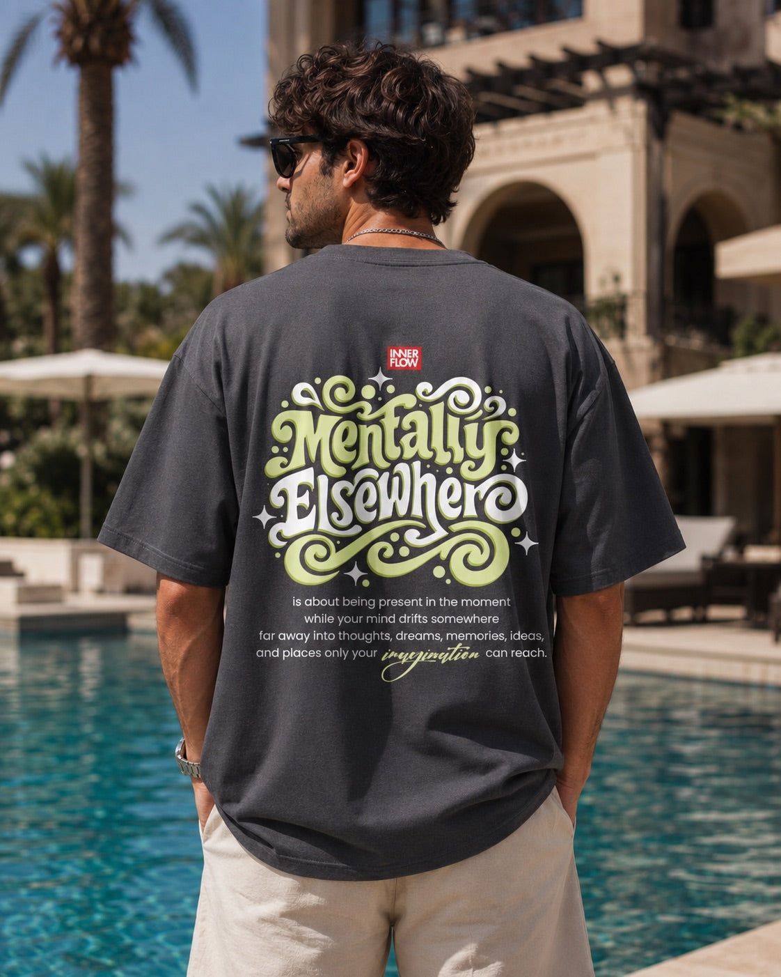 Mentally Elsewhere graphic tee | Short Sleeve T-Shirt, Retro Script Design