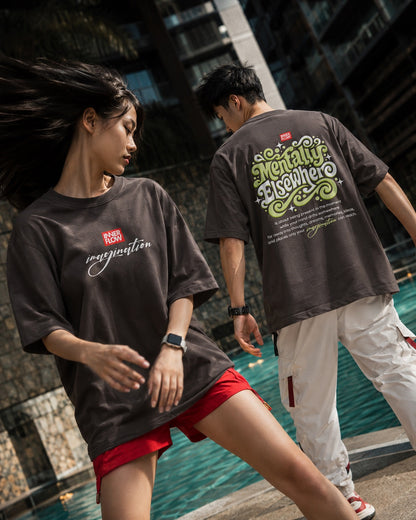 Mentally Elsewhere graphic tee | Short Sleeve T-Shirt, Retro Script Design