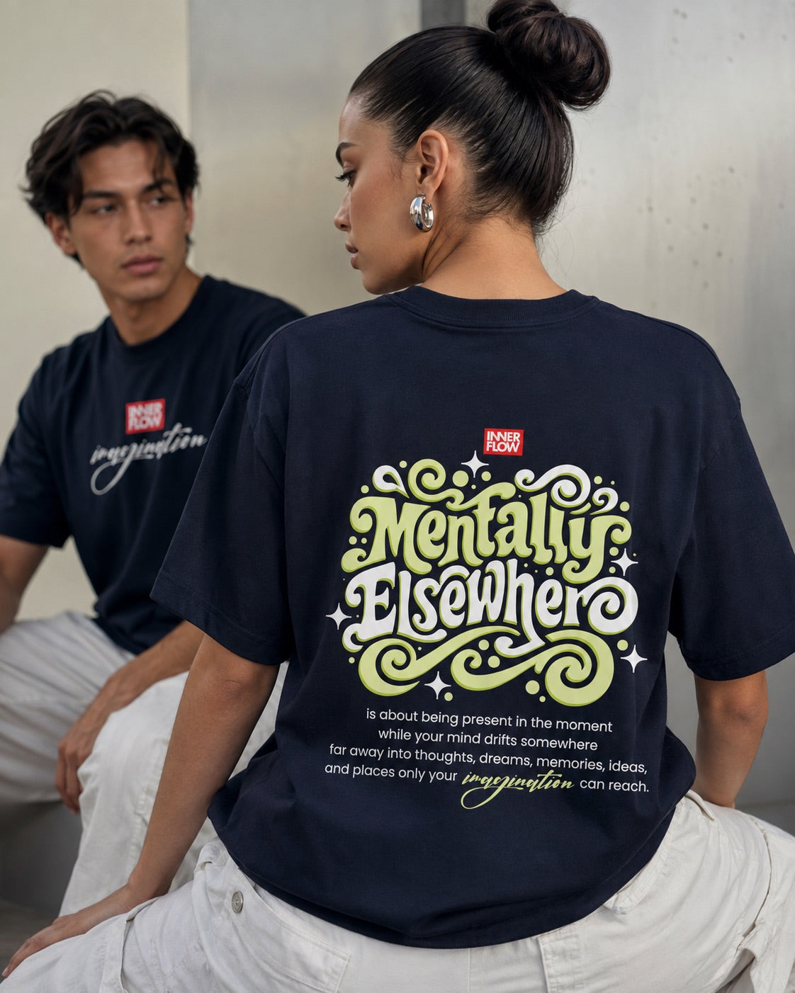 Mentally Elsewhere graphic tee | Short Sleeve T-Shirt, Retro Script Design