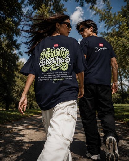 Mentally Elsewhere graphic tee | Short Sleeve T-Shirt, Retro Script Design