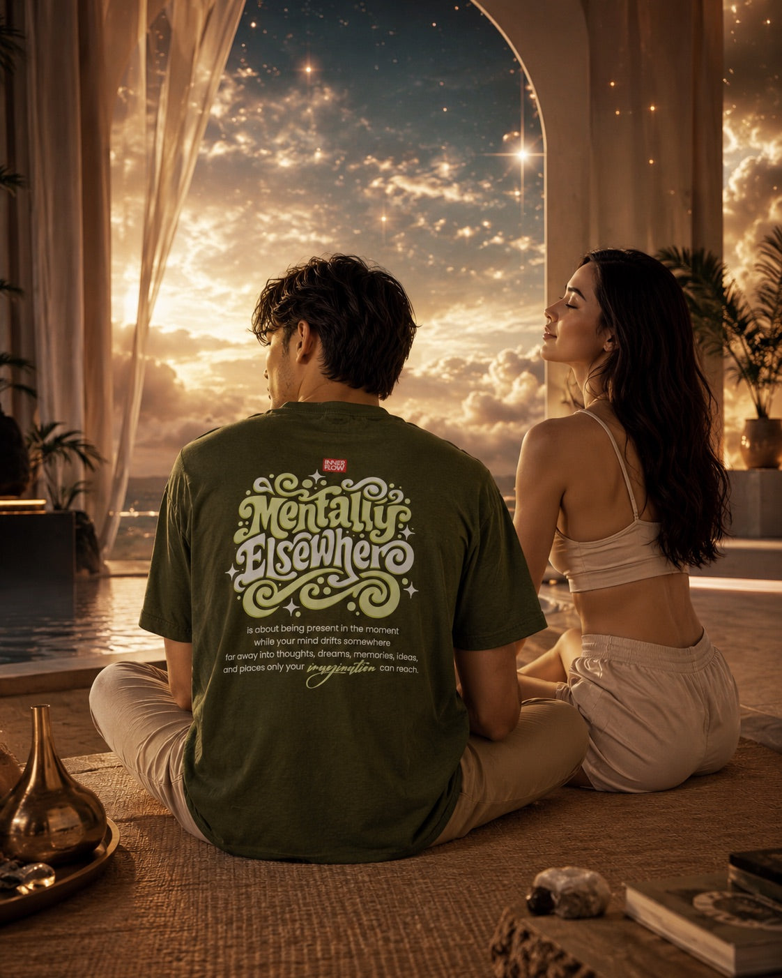 Mentally Elsewhere graphic tee | Short Sleeve T-Shirt, Retro Script Design